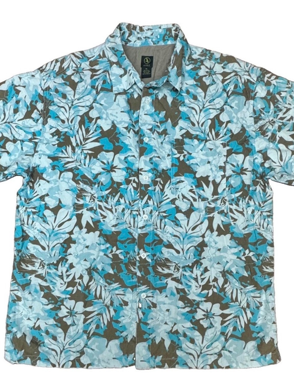 Aigle Men's Short-Sleeve Floral Button-Down - Blue/Gray